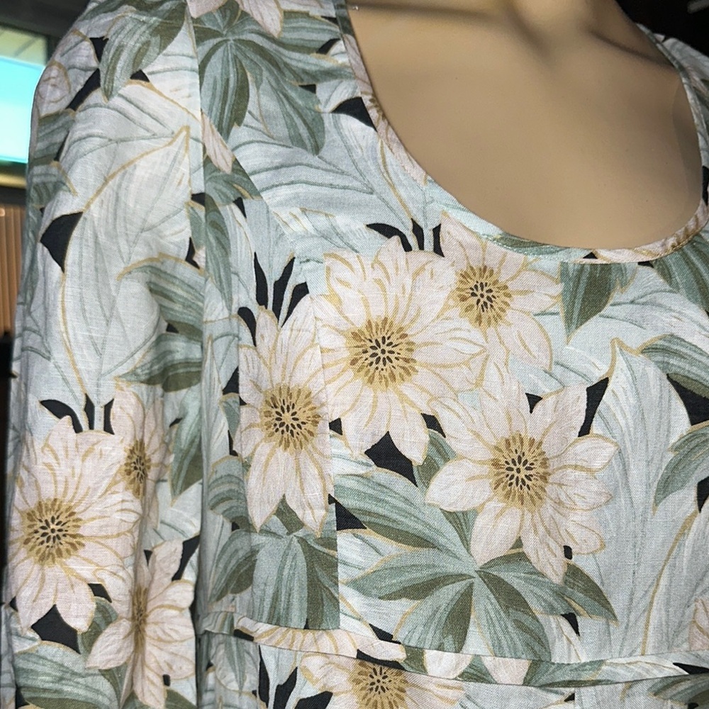 Tuckernuck Floral Long Sleeve Dress - Green and White - Picture 13 of 16